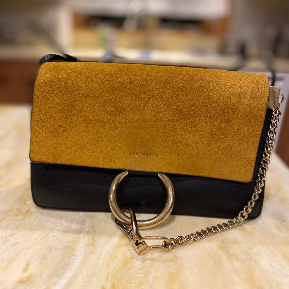 AUTHENTIC Chloé Small Faye Crossbody in Full Blue/Mustard. EUC. Comes with tags